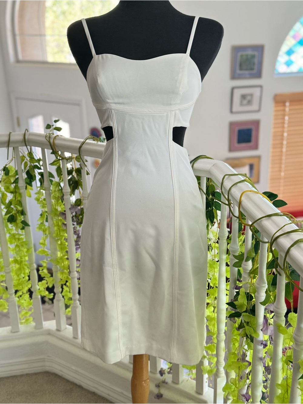 Elegant White Cutout Midi Dress - Women